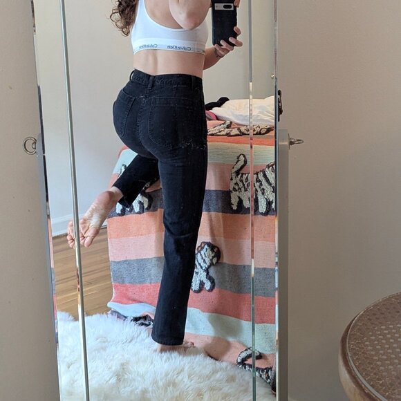 DOEN Black HIGH RISE Stovepipe Cigarette JEANS- NO STRETCH 27 - Picture 4 of 10